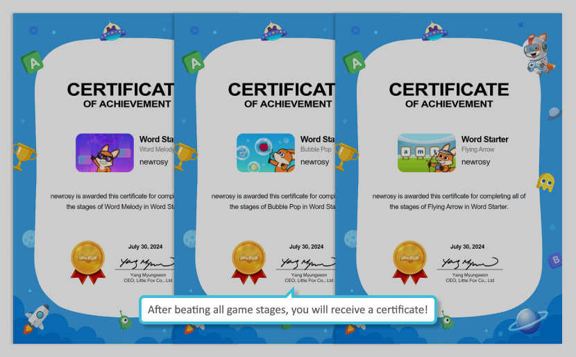 Word Starter Certificates